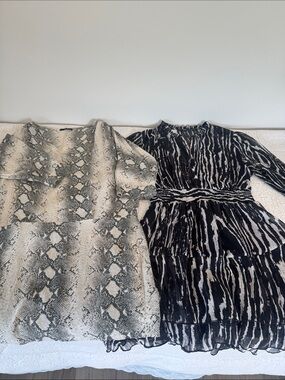 Zara & Toupy Paris Dress Bundle Size L Animal Print 2 Piece
